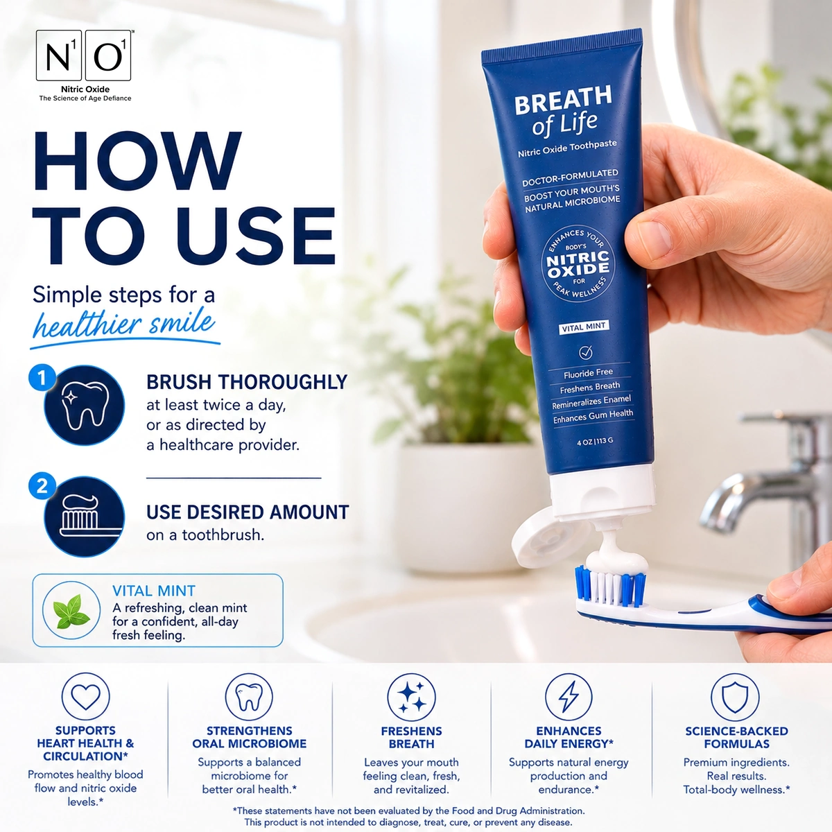 n1o1 nitric oxide - breath of life toothpaste how to use
